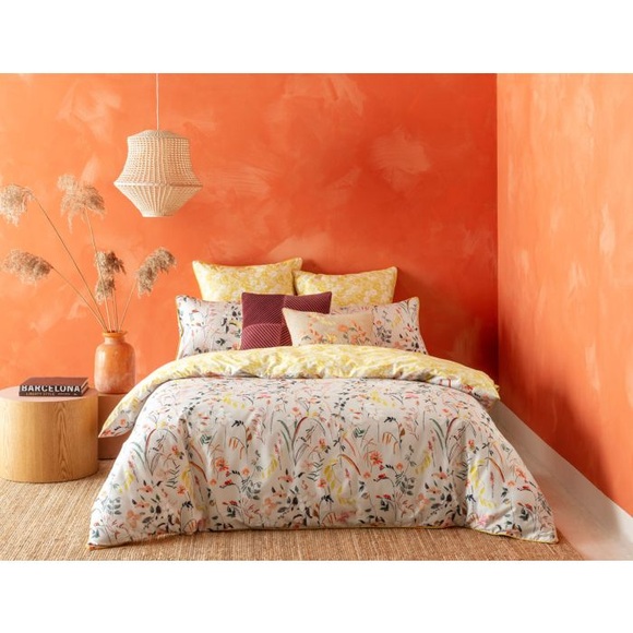 KAS - Kissenanzug WILD FLOWER - Baumwolle - gelb - 65x65