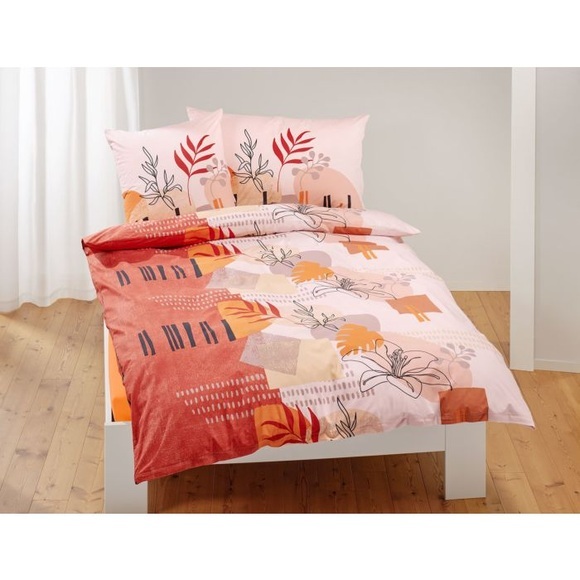 Bettwäsche mit dezentem Blumenprint in herbstlichen Farbtönen
