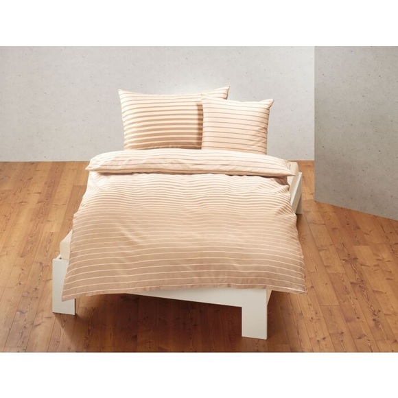 Bettwäsche Satin mit eleganten Streifen, beige