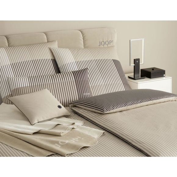 Joop! Satin Bettwäsche Divided gestreift, grau