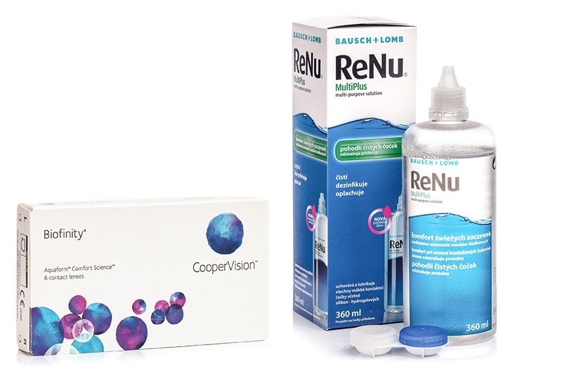 Biofinity, 6er Pack + ReNu MultiPlus 360 ml mit Behälter