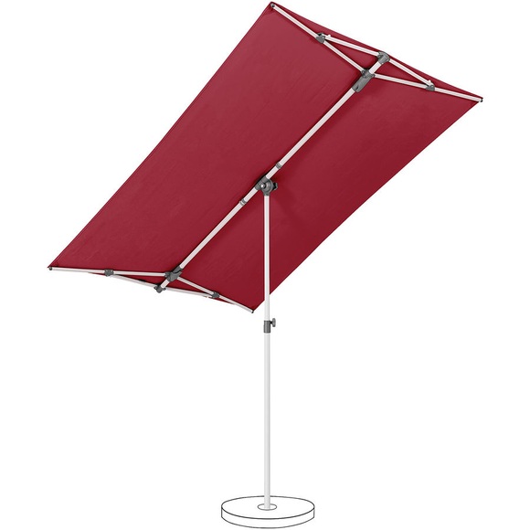 XXXLutz Sonnenschirm , Flex-Roof , Rot, Silberfarben , Textil , 210x150 cm , pulverbeschichtet , 360° drehbar, höhenverstellbar , 001144002839