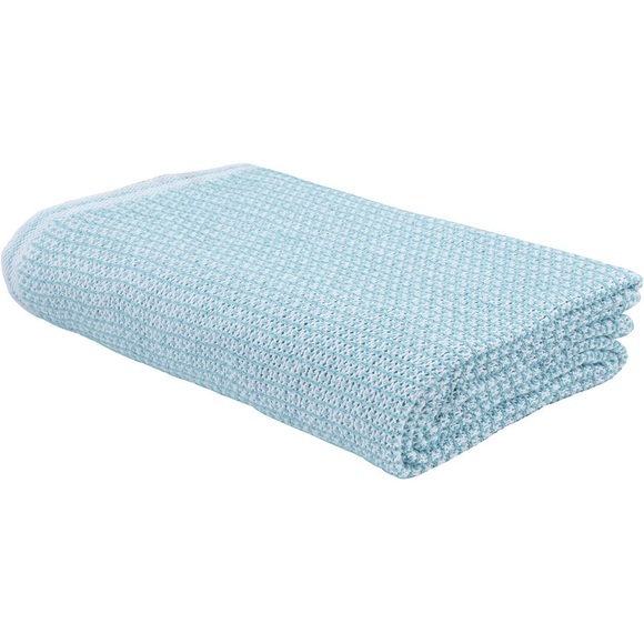 ESKIMO - Decke ASCONA - Baumwolle - weiss/aqua - 150/210 cm