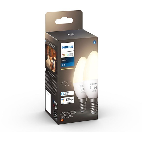 Philips Hue White 5,5W E14 LED-Kerzenlampe 2er-Set