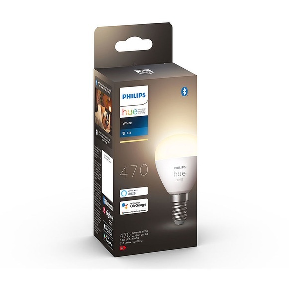 Philips Hue White LED-Tropfenlampe E14 5,7W 2.700K