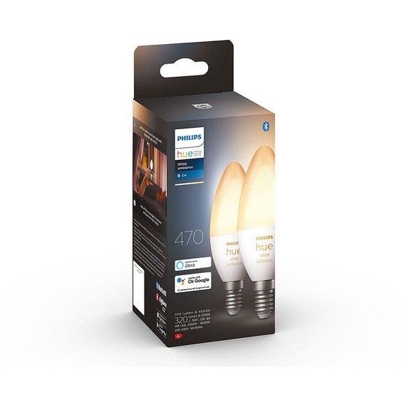 Philips Hue White Amb Kerze E14 4W Duo