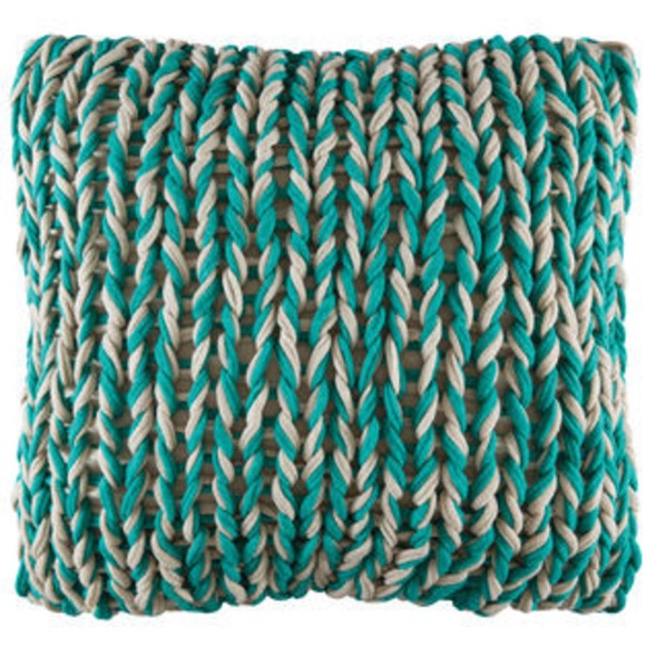 Kas - Kissenbezug Splice - 48 x 48 cm - Türkis und Beige