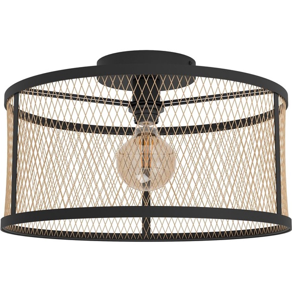 Eglo - Deckenlampe E27 Dellow - Schwarz und Hellbraun