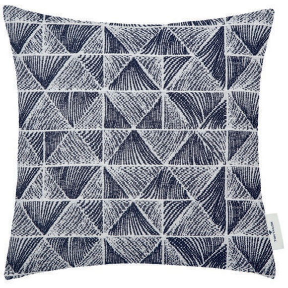 TOM TAILOR Kissenhülle »Squared Triangle«, (1 St.), mit unifarbener Rückseite in Leinenoptik