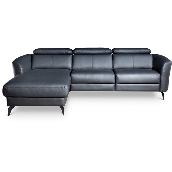 Ecksofa Simba Schwarz Leder 261 cm 183 cm