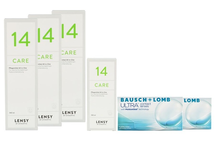Ultra, 2x6 Stück Kontaktlinsen von Bausch & Lomb & Lensy Care 14 Halbjahrespaket