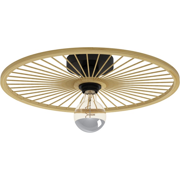 EGLO Leominster Deckenlampe mit rundem Holzschirm