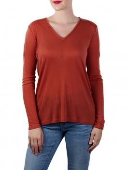 Yaya Jersey VNeck Fabirc Mix Tee rust