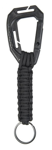 Paracord Schlüsselanhänger mit Molle-Karabiner - schwarz