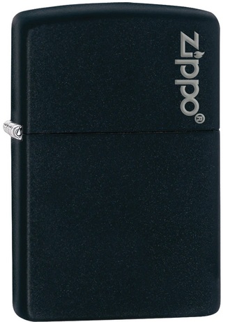 Zippo Feuerzeug - Black Matte Zippo Logo (schwarz matt)