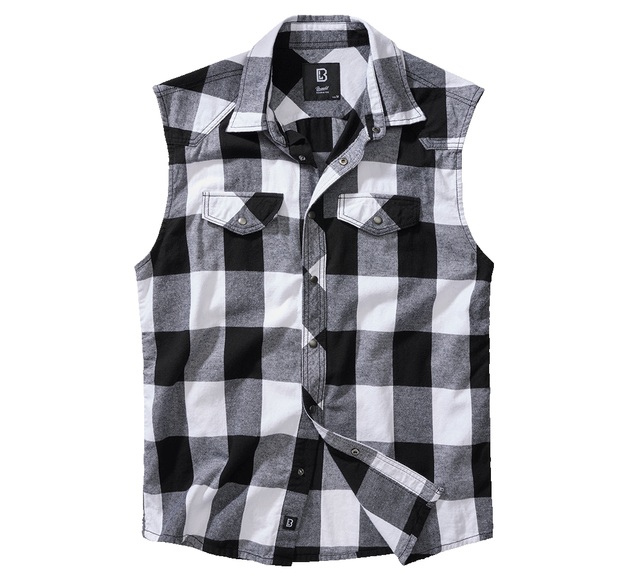 Brandit - Check Shirt Sleeveless white/black