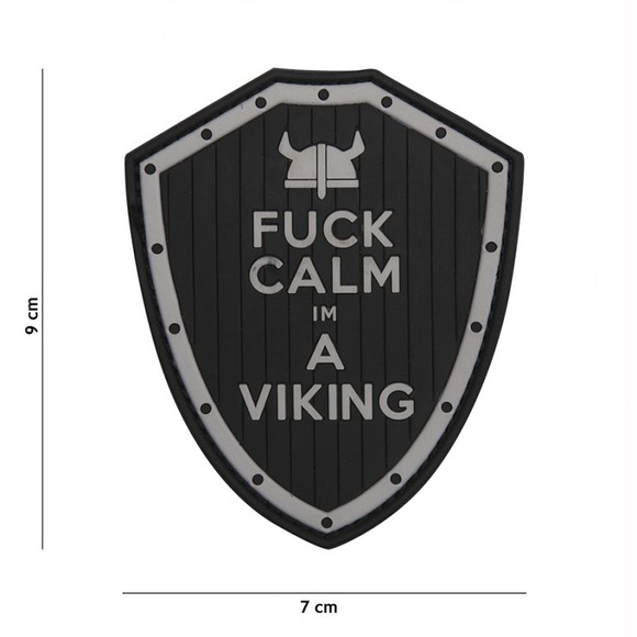 Klettabzeichen Fuck Calm Im A Viking - grau