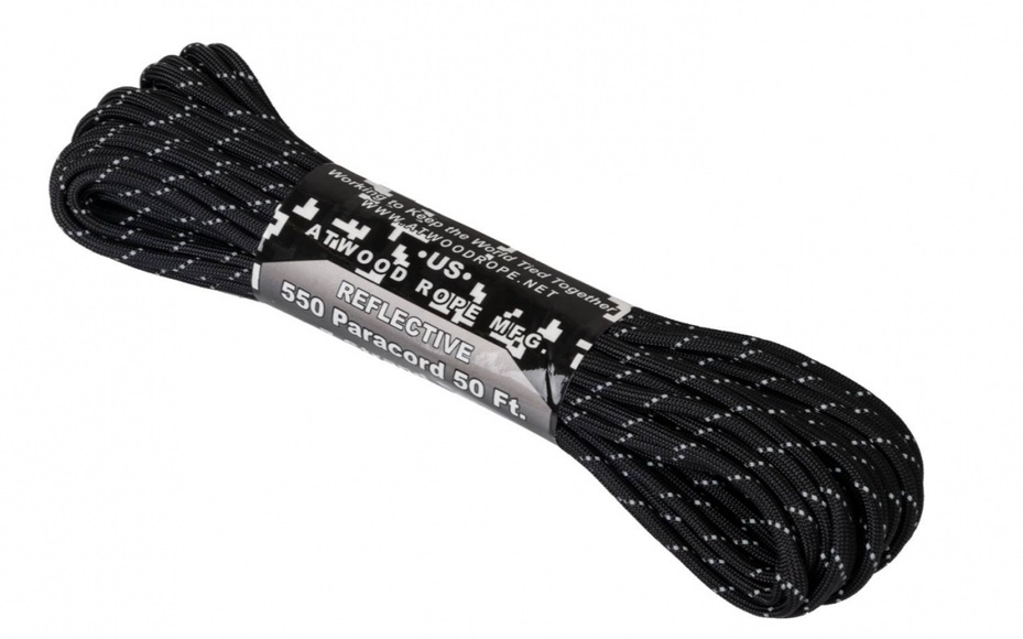 Atwood Rope MFG - 550 Reflective Paracord 15m (schwarz)