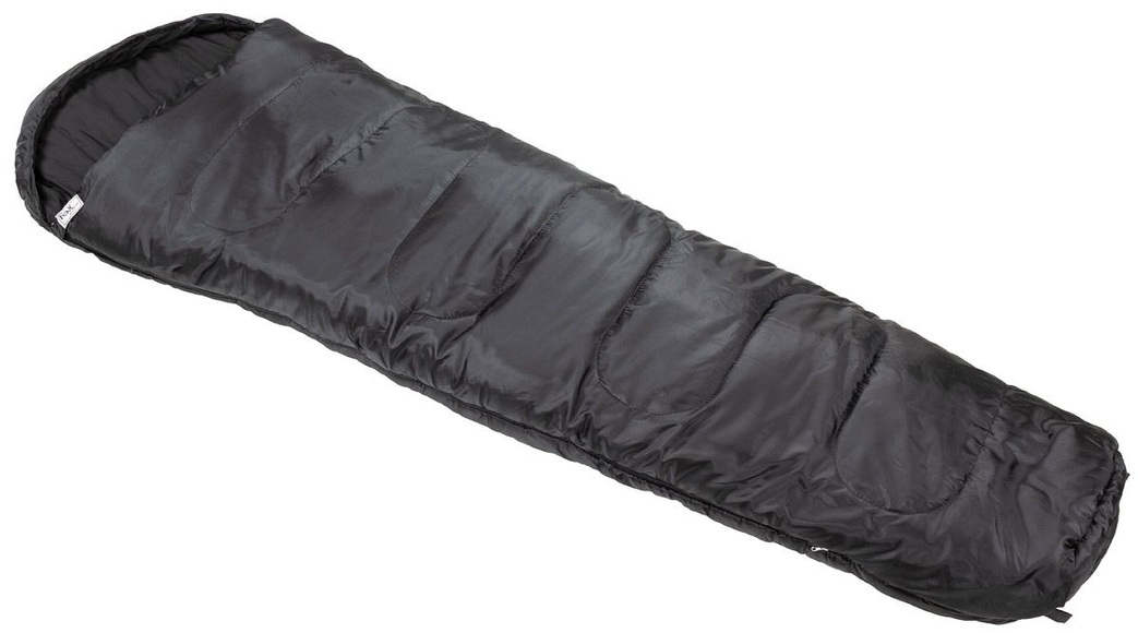 Mumienschlafsack, schwarz, Füllung 450g/qm Polyester, 2lg