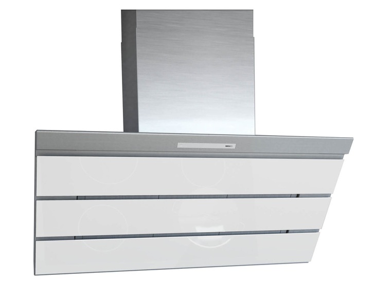 Wesco WHE virago 120 Dunstabzugshaube Edelstahl Umluft Glas weiss