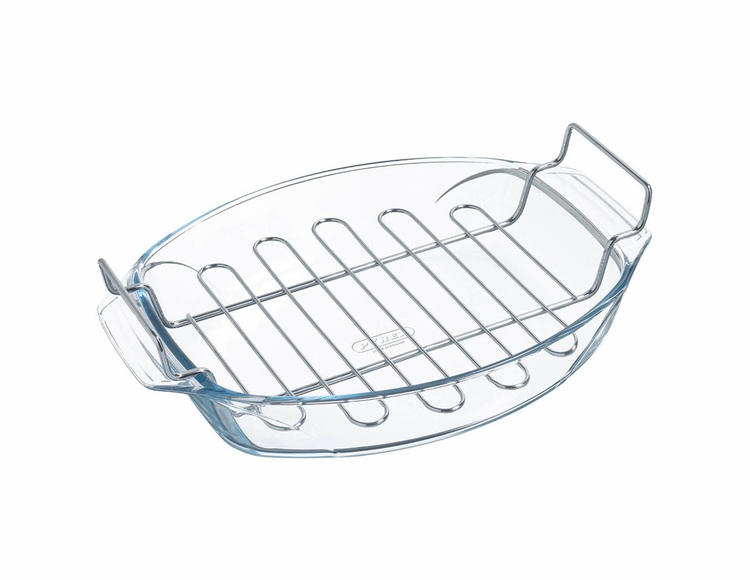 Pyrex Bräter oval mit Einsatz 39x27cm