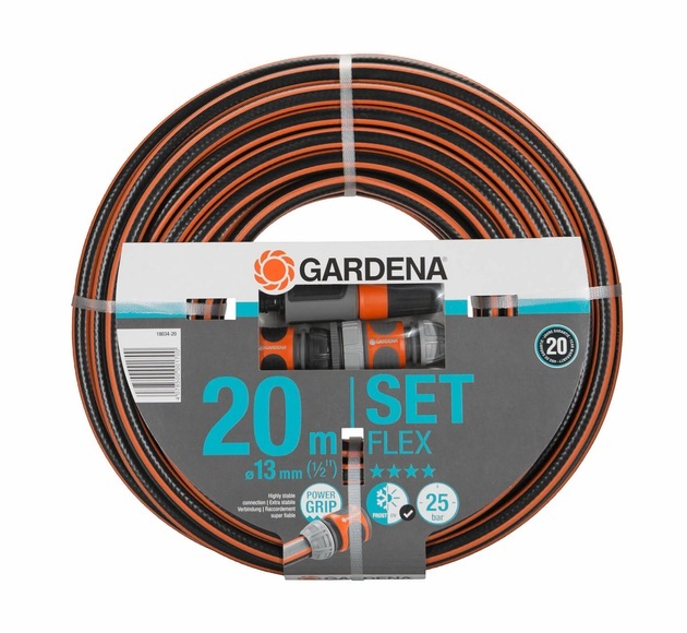 Gardena 18034-20 Comfort Flex - Schlauch mit Systemteile (Schwarz/Orange)