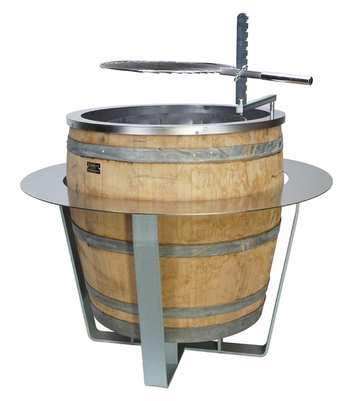 Nouvel 402691 Barrique - Grill-Feuerkorb (Holz/Silber/ Braun)