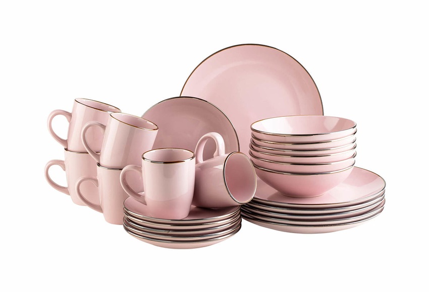 Mäser Kombiservice 24-teilig Geschirr Set Rosa
