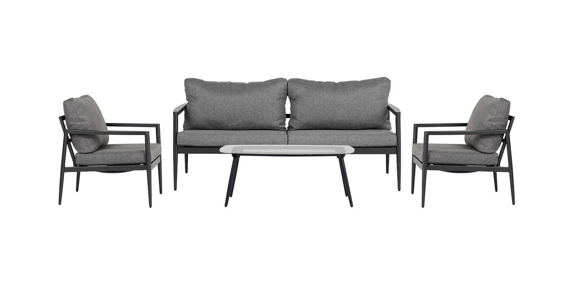 Schou NIELS Gartenlounge 4-teilig Grau/Schwarz