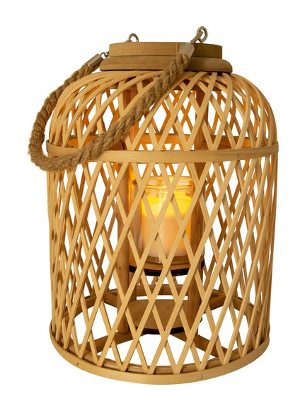 LED-Solarlaterne Korb, Bambus, Höhe 29 cm, natur
