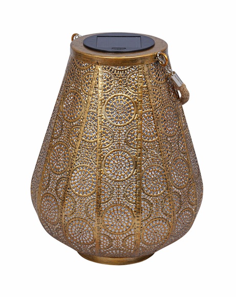 Schönenberger Elektro - Sabik LED Solar Lampe Outdoor Messing Laterne Spritzwassergeschützt IP44 (20x25cm) - Kaltweiss