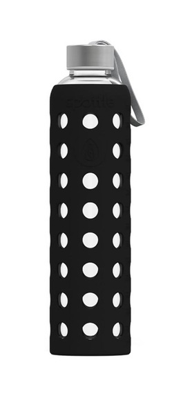 spottle Glasflasche Silikonhülle Trinkflasche schwarz