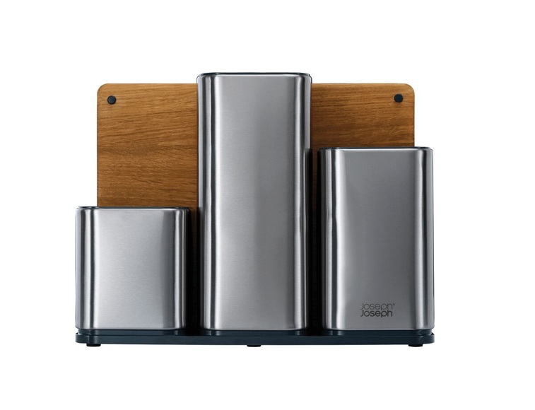 2x 100 Collection CounterStore m. Schneidebrett, Edelstahl/Eich