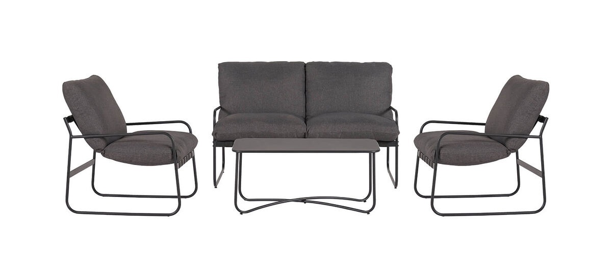 Schou Gartenlounge Theodor Deluxe 4 tlg Schwarz/Grau