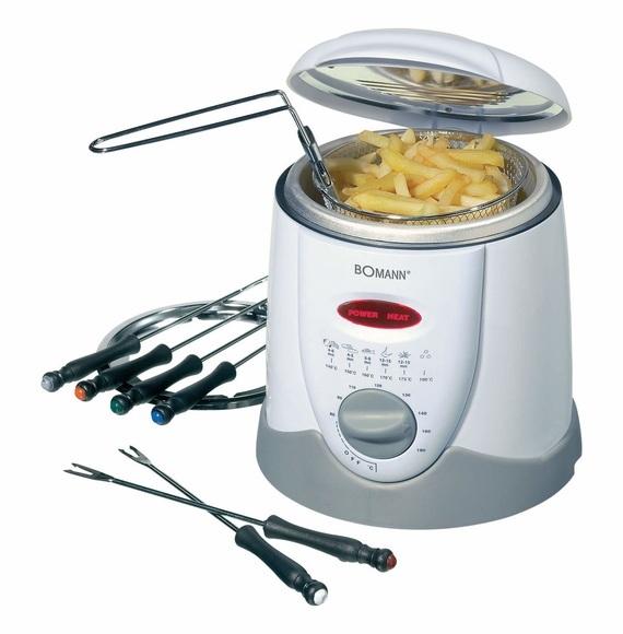 Bomann FFR 1290 Fondue-Fritteuse 840 W mit manueller Temperatureinstellung Weiß, Grau