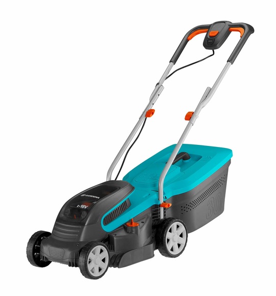 GARDENA PowerMax - Akku-Rasenmäher (Schnittbreite: 32 cm) Blau/Grau
