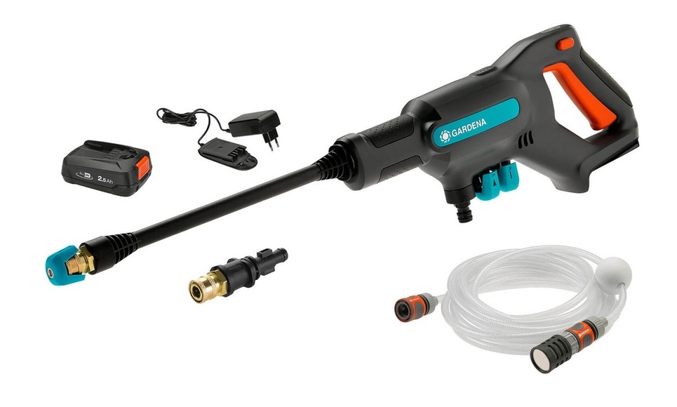 GARDENA AquaClean 24/18V P4A Ready-To-Use Set - Akku-Mitteldruckreiniger (Mehrfarbig, 24 bar)
