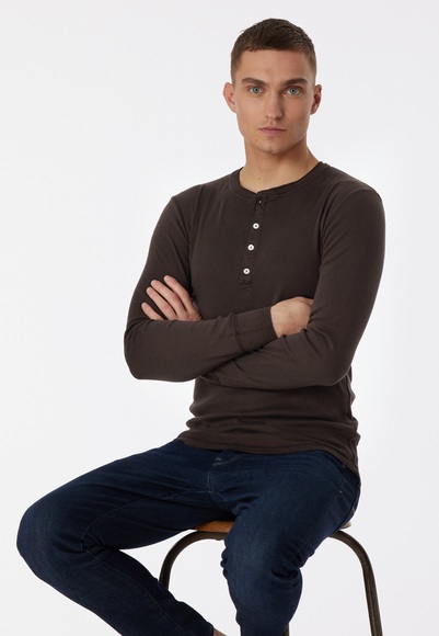 Shirt langarm espresso - Revival Karl-Heinz 7