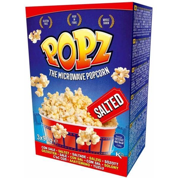 Popz Mikrowellen-Popcorn Salted 3x90g