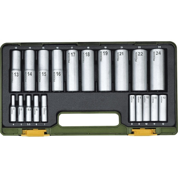Proxxon Tiefbett-Schlüsselsatz 1/4 & 1/2 Zoll (20-teilig)