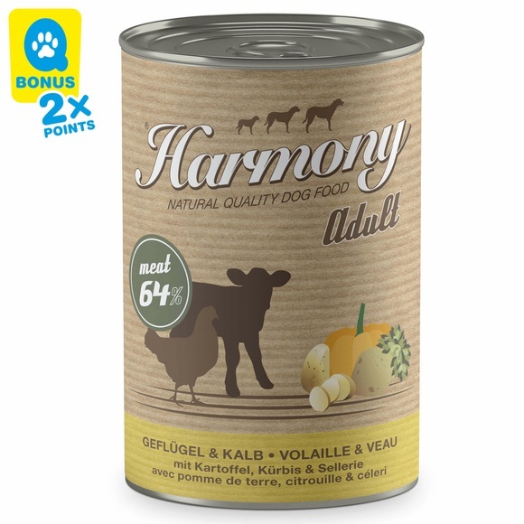 Harmony Dog Natural Nassfutter Geflügel & Kalb 6x400g