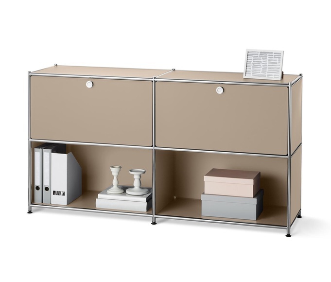 Metall-Sideboard mit 2 versetzbaren Klappfächern