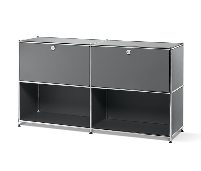 Metall-Sideboard mit 2 versetzbaren Klappfächern
