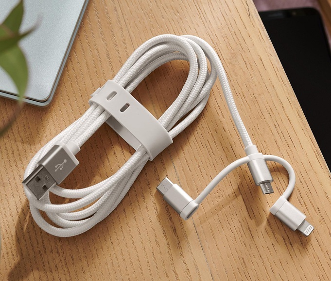 3-in-1-Ladekabel, grau