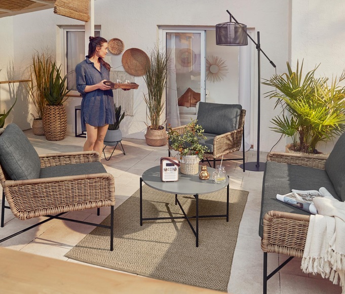 Gartensofa-Set in Bambusoptik