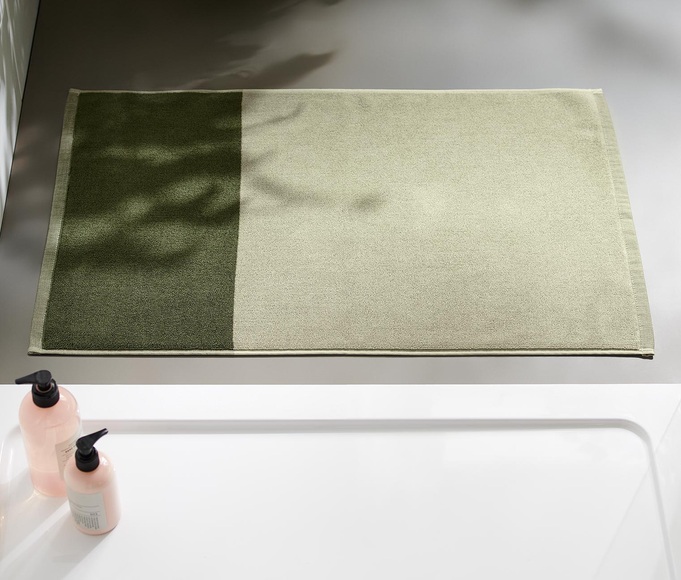 Hochwertiger Jacquard-Duschvorleger, sandgrün-moosgrün