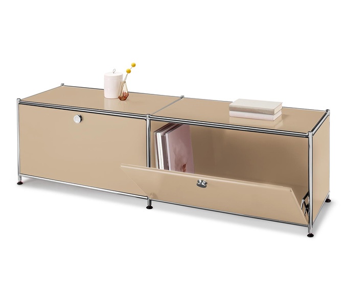 Metall-Lowboard mit 2 Klappenfächern