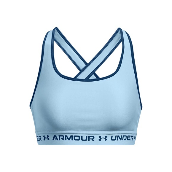 Under Armour Crossback Mid Sport-BH Damen - Hellblau, Schwarz