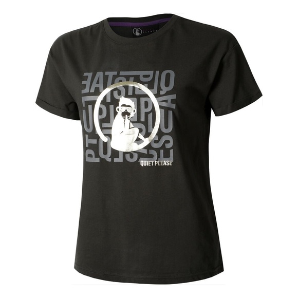 Quiet Please Glitter Word Salad T-Shirt Damen - Dunkelgrau