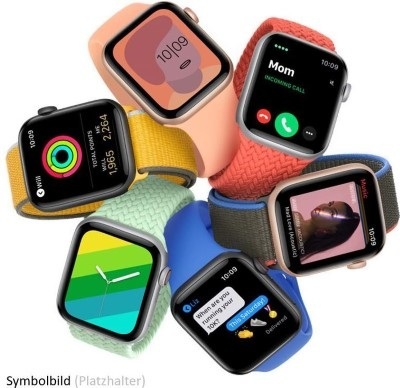 APPLE Watch Series 6 (GPS) 44 mm - Smartwatch (140 - 220 mm, Fluorelastomer, Space Grau/Schwarz)